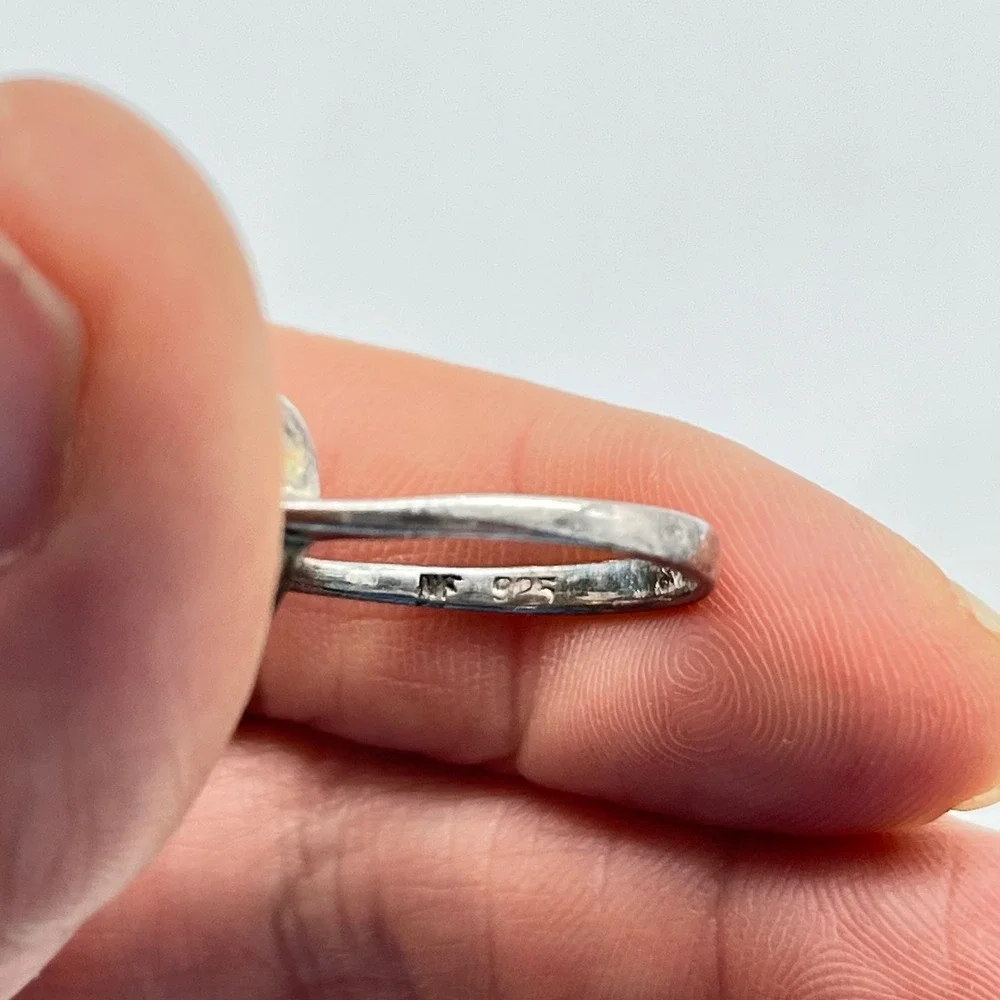 Sterling Silver Heart Ring Marcasite‎ Accent Vintage Flawed